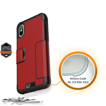 Coque iPhone XS UAG Metropolis – Coque portefeuille robuste – Magma