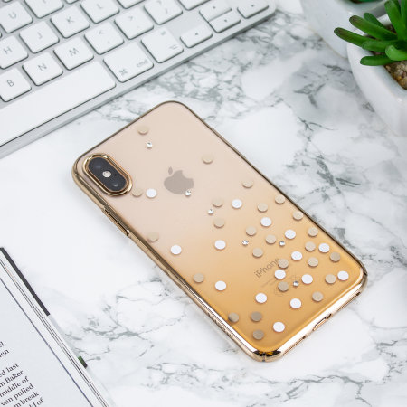 Unique Polka 360 Case iPhone XS Case Gold Clear