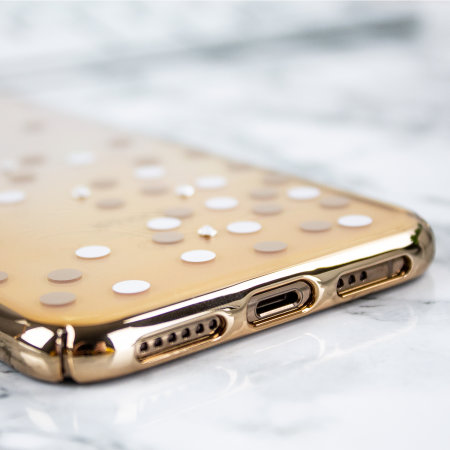 Coque iPhone XS Unique Polka 360 – Or / transparent