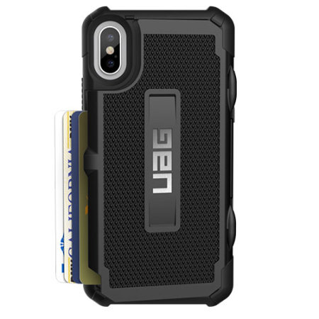 uag trooper iphone xs protective wallet case - black