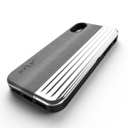 zizo retro iphone xs wallet stand case - silver