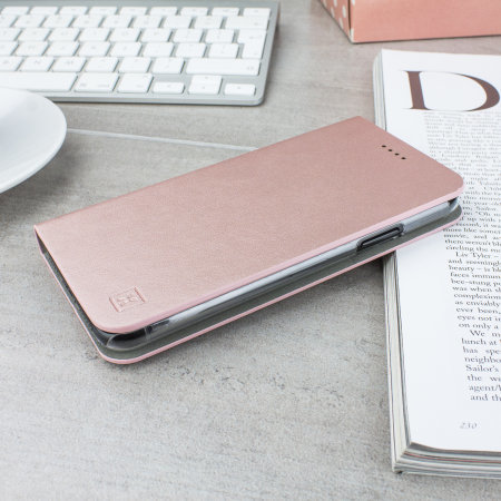 Olixar Leather-Style iPhone XS Wallet Stand Case - Rose Gold