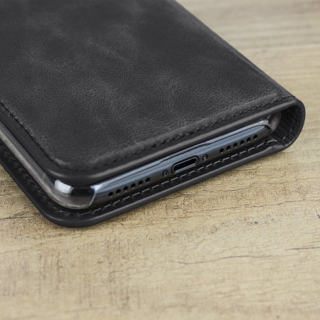 Olixar Genuine Leather iPhone XS Executive Wallet Case - Black