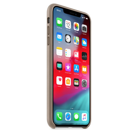 Coque officielle Apple iPhone XS Max en cuir véritable – Taupe