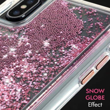 Coque iPhone XS Case-Mate Waterfall Glow Glitter – Or rose