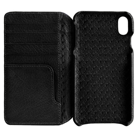 vaja wallet agenda iphone xs max premium leather case - black