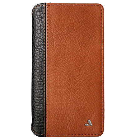 Vaja Wallet LP iPhone XS Max Premium Leather Case - Black / Tan