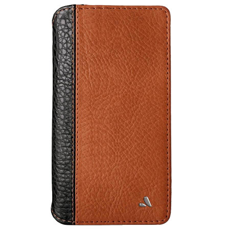 vaja wallet lp iphone xs max premium leather case - black / tan