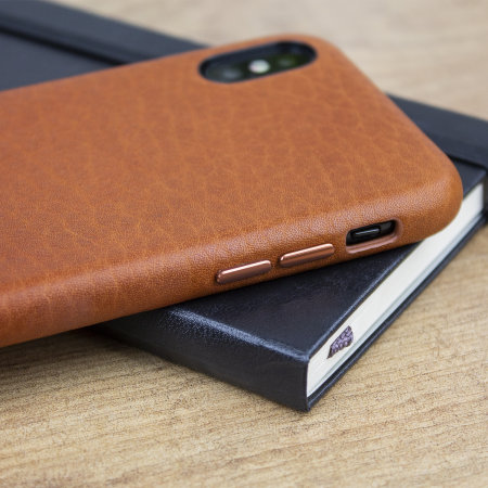 vaja grip slim iphone xs premium leather case - tan