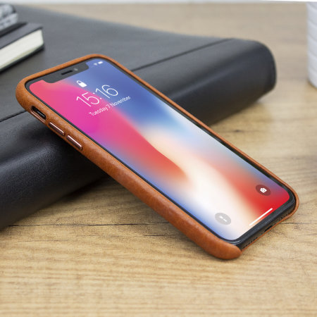 vaja grip slim iphone xs premium leather case - tan