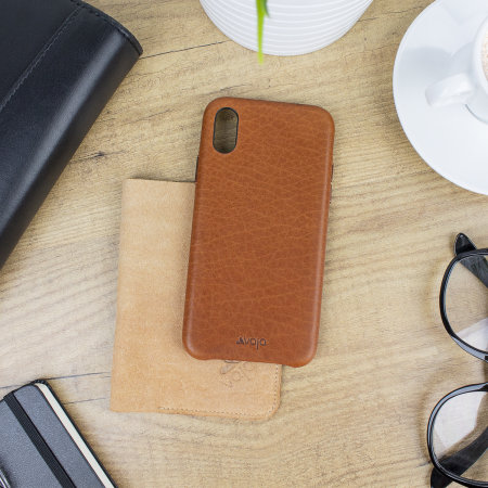 Vaja Grip Slim iPhone XS Premium Ledertasche - Tan