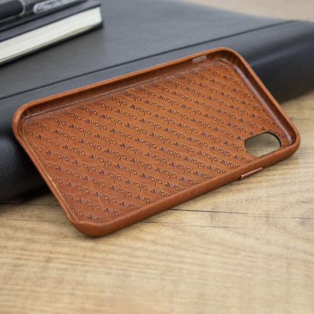 vaja grip slim iphone xs premium leather case - tan