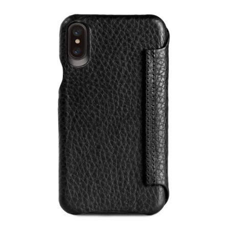 Vaja Agenda MG iPhone XS Premium Leather Flip Case - Black