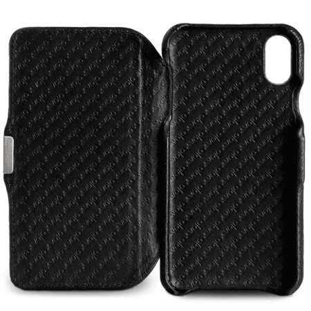 Housse iPhone XS Vaja Agenda MG en cuir supérieur – Noir