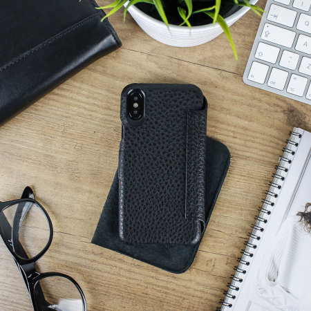 Vaja Agenda MG iPhone XS Premium Leather Flip Case - Black