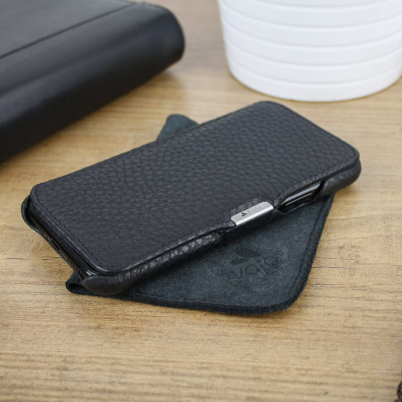 Vaja Agenda MG iPhone XS Premium Leather Flip Case - Black
