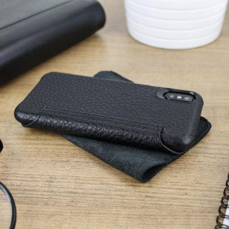 Vaja Agenda MG iPhone XS Premium Leather Flip Case - Black