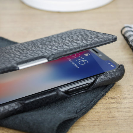 Vaja Agenda MG iPhone XS Premium Leder Flip Hülle - Schwarz