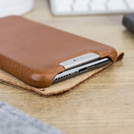 Vaja Grip iPhone XS Premium Leather Case - Tan