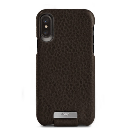 vaja top flip iphone xs premium leather flip case - black