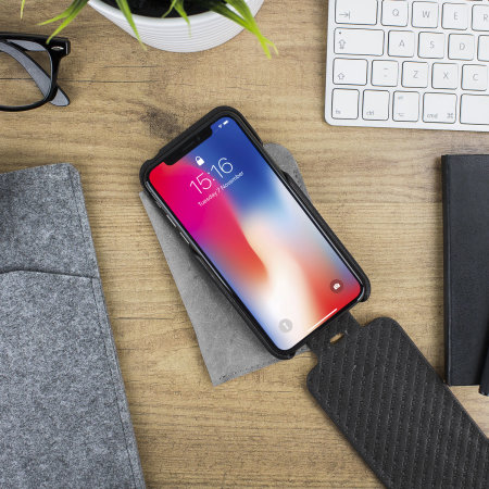 Vaja Top Flip iPhone XS Premium Ledertasche - Schwarz