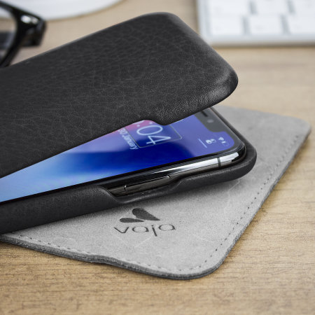 Vaja Top Flip iPhone XS Premium Ledertasche - Schwarz