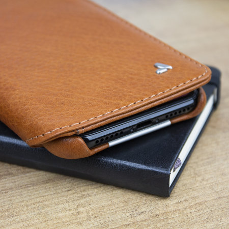Vaja Wallet Agenda iPhone XS Premium Ledertasche - Tan