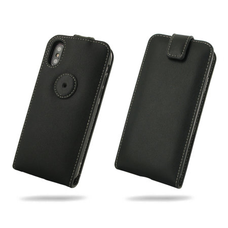 PDair iPhone XS Leather Vertical Flip Case - Black
