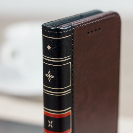 olixar xtome leather-style oneplus 6t book case - brown