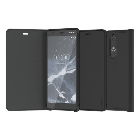 Official Nokia 5.1 Slim Flip Wallet Case - Black