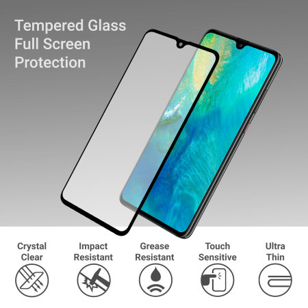 Olixar Full Cover Tempered Glas Huawei Mate 20 Displayschutz- Schwarz