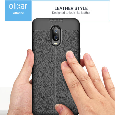 Coque OnePlus 6T Olixar Attache Premium simili cuir – Noir