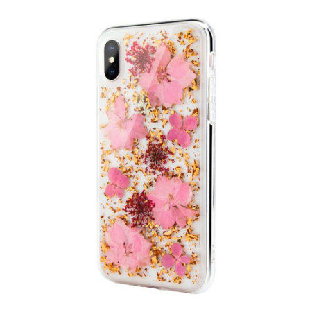 SwitchEasy Flash iPhone XS Natural Flower Case - Luscious Pink