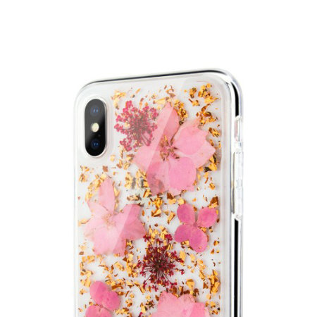 SwitchEasy Flash iPhone XS Natural Flower Case - Luscious Pink