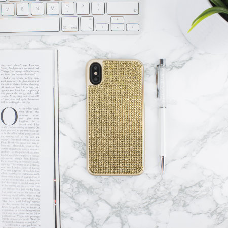 Funda iPhone XS LoveCases Luxury Crystal - Oro