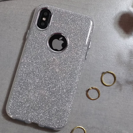 iPhone XS Glitzeretui - LoveCases - Silber