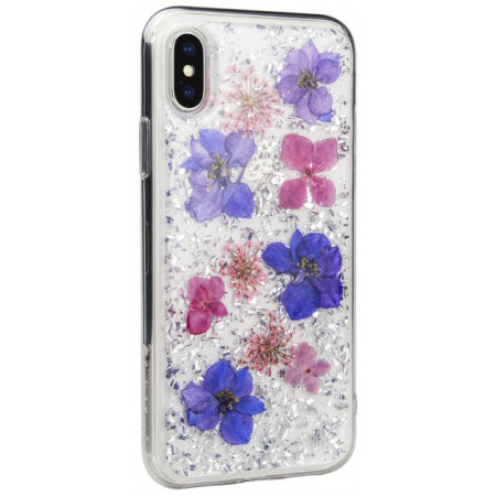 switcheasy flash iphone xs natural flower case - purple