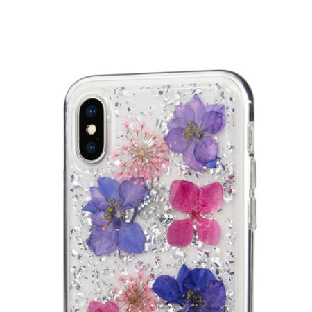 switcheasy flash iphone xs natural flower case - purple