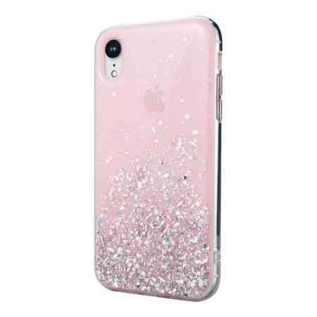 switcheasy starfield iphone xr glitter case - pink