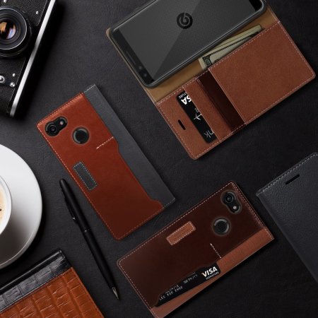 Obliq K3 Google Pixel 3 XL Leather Style Wallet Case - Grey / Brown