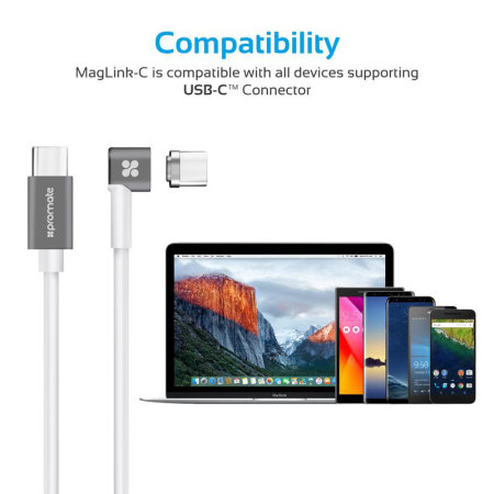 Promate MagLink-C Magnetic USB-C to USB-C Fast Charging Cable - 2M