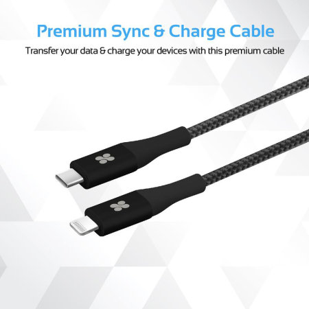 Câble USB-C vers Lightning Promate UniLink-LTC tressé – 1,2M – Noir