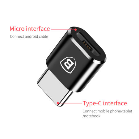 Adaptador Baseus Micro USB a USB-C - Negro