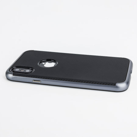 olixar xduo iphone xs case - carbon fibre metallic grey