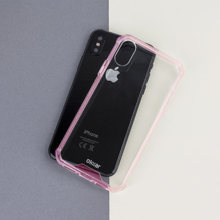 olixar exoshield tough snap-on iphone xs case - rose gold / clear