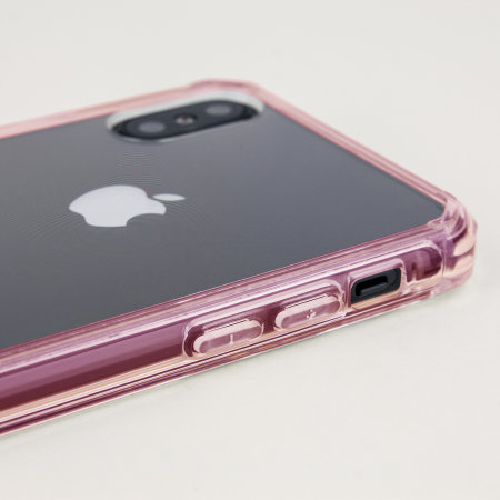 olixar exoshield tough snap-on iphone xs case - rose gold / clear