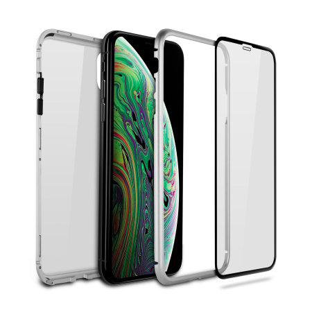 olixar colton iphone xs 2-piece case with screen protector - silver