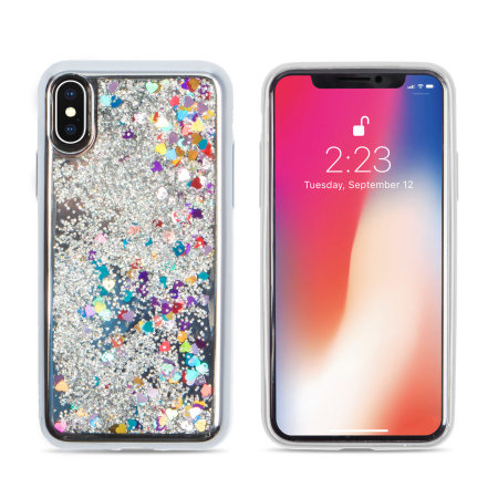 Zizo iPhone Xs Max Case With Moving Free Glitter Slim Fit - Silver