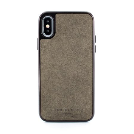 Coque iPhone XS Max Ted Baker ConnecTed – Cuir véritable – Gris choc