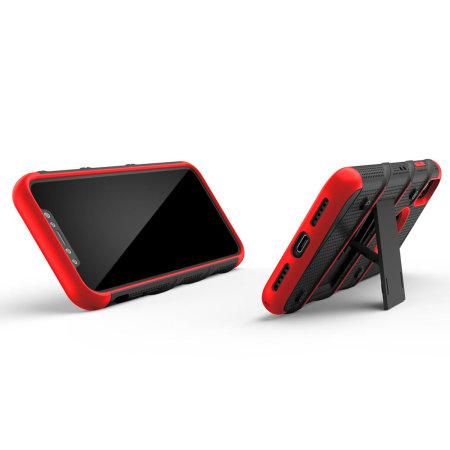 Zizo Bolt iPhone XS Max Tough Case & Screen Protector - Black / Red